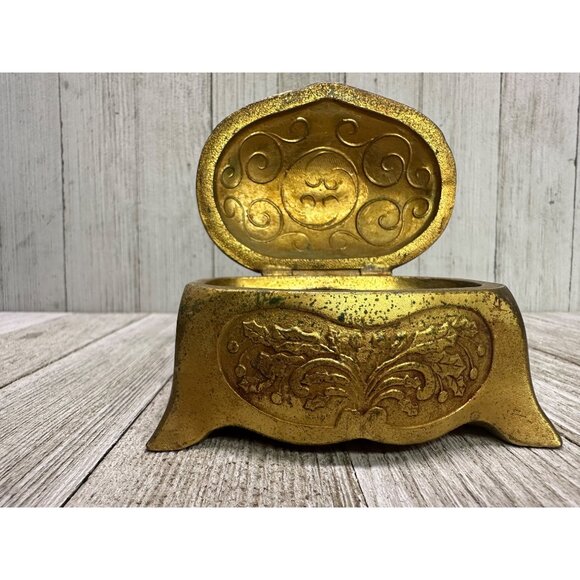 Vtg K & Co Jewelry Trinket Box Bronze WaterTown Wisconsin High School 3" Long - Picture 6 of 15